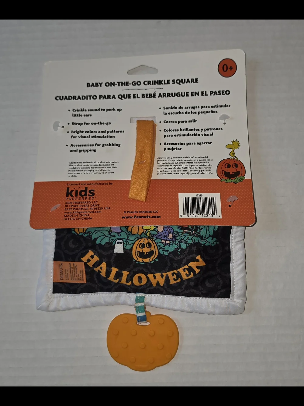 Peanuts Halloween Baby On The Go Crinkle Square Soft Sensory Panel